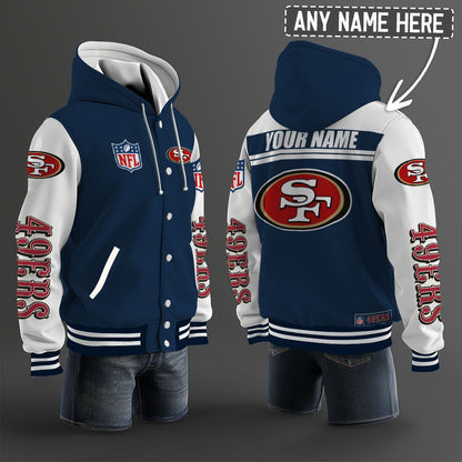 San Francisco 49ers Hooded Letterman Jacket Custom Name Brdct3da28