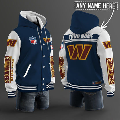 Washington Commanders Hooded Letterman Jacket Custom Name Brdct3da