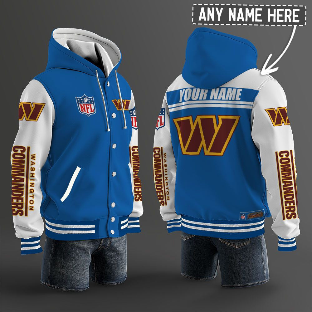 Washington Commanders Hooded Letterman Jacket Custom Name Brdct3da
