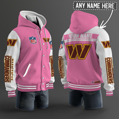 Washington Commanders Hooded Letterman Jacket Custom Name Brdct3da