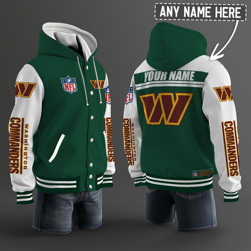 Washington Commanders Hooded Letterman Jacket Custom Name Brdct3da