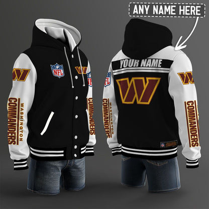 Washington Commanders Hooded Letterman Jacket Custom Name Brdct3da