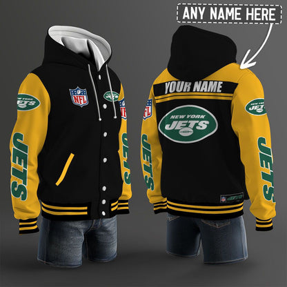 New York Jets Hooded Letterman Jacket Custom Name Brdct3da2405