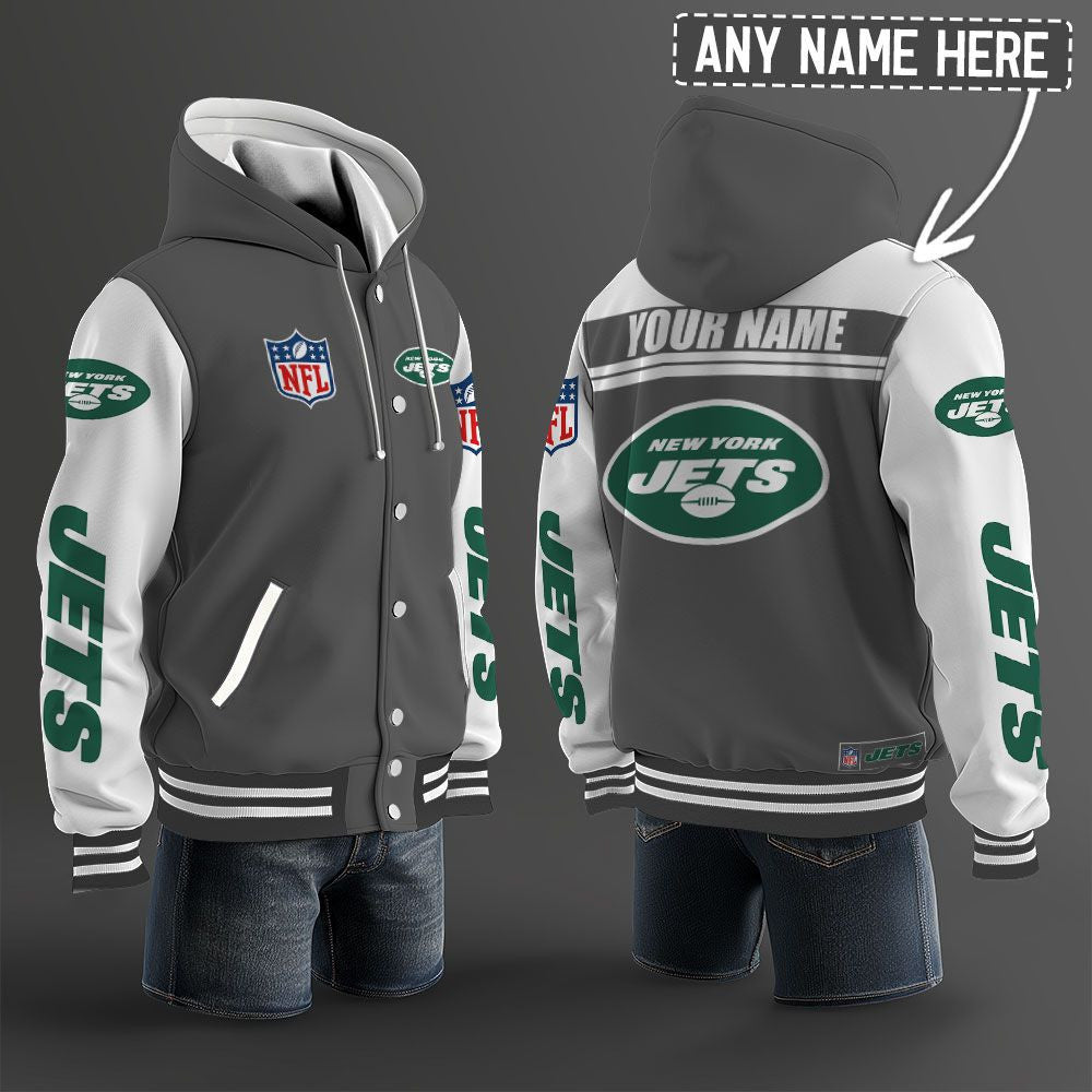 New York Jets Hooded Letterman Jacket Custom Name Brdct3da2405