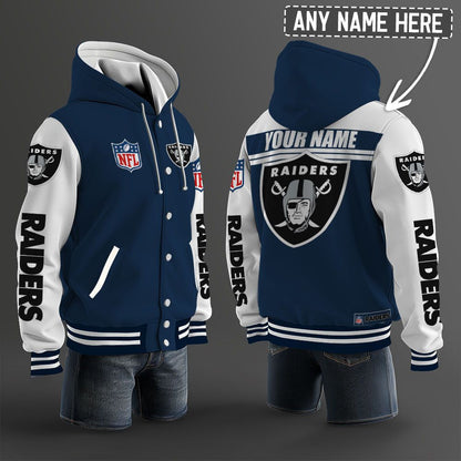 Las Vegas Raiders Hooded Letterman Jacket Custom Name Brdct3da2505