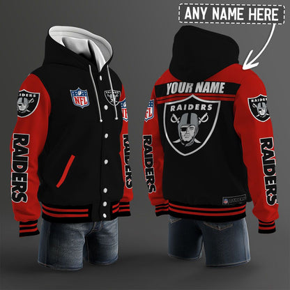 Las Vegas Raiders Hooded Letterman Jacket Custom Name Brdct3da2505