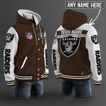 Las Vegas Raiders Hooded Letterman Jacket Custom Name Brdct3da2505
