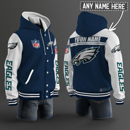 Philadelphia Eagles Hooded Letterman Jacket Custom Name Brdct3da26