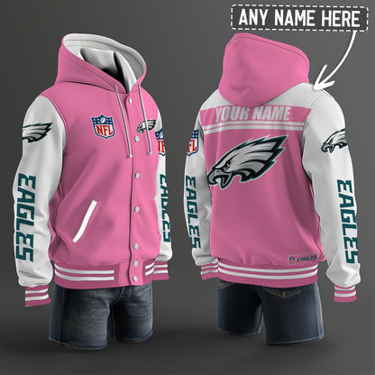 Philadelphia Eagles Hooded Letterman Jacket Custom Name Brdct3da26