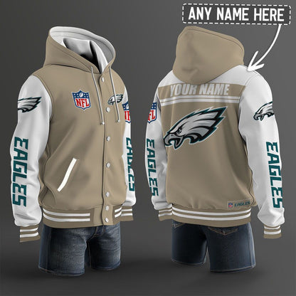 Philadelphia Eagles Hooded Letterman Jacket Custom Name Brdct3da26