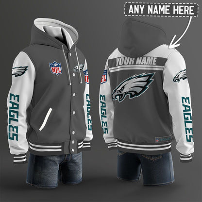 Philadelphia Eagles Hooded Letterman Jacket Custom Name Brdct3da26