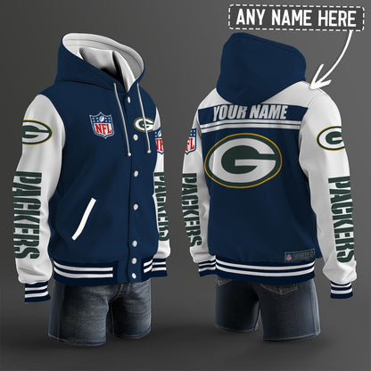 Green Bay Packers Hooded Letterman Jacket Custom Name Brdct3da1205