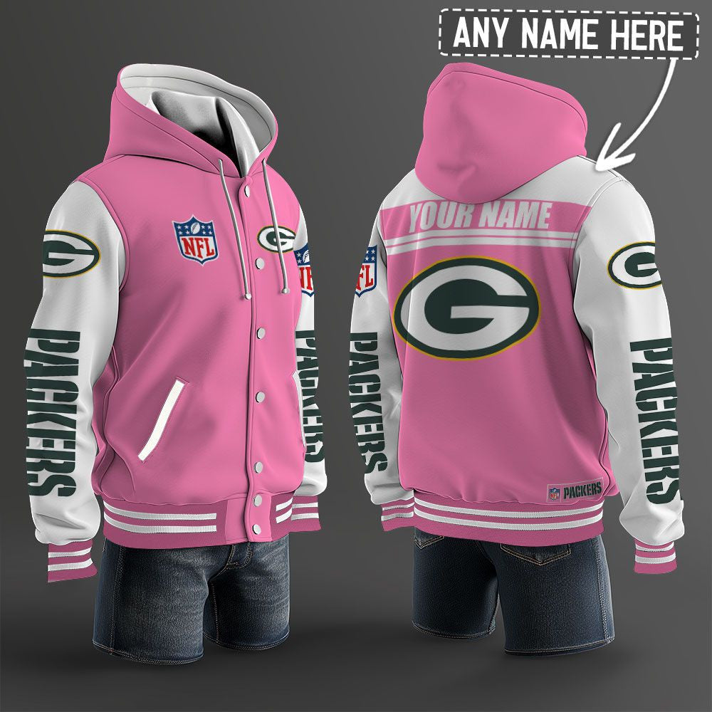 Green Bay Packers Hooded Letterman Jacket Custom Name Brdct3da1205
