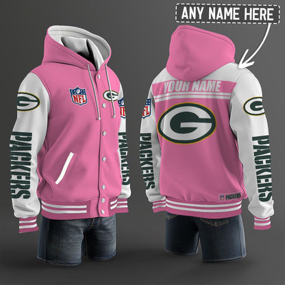Green Bay Packers Hooded Letterman Jacket Custom Name Brdct3da1205