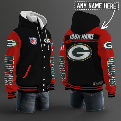 Green Bay Packers Hooded Letterman Jacket Custom Name Brdct3da1205