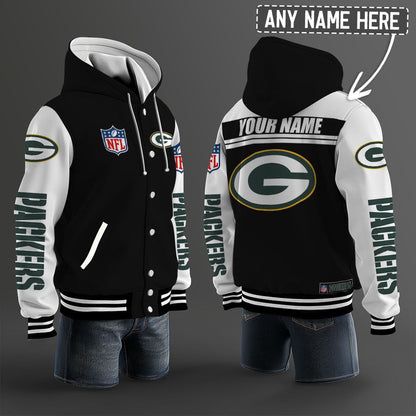 Green Bay Packers Hooded Letterman Jacket Custom Name Brdct3da1205
