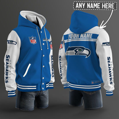 Seattle Seahawks Hooded Letterman Jacket Custom Name Brdct3da2905