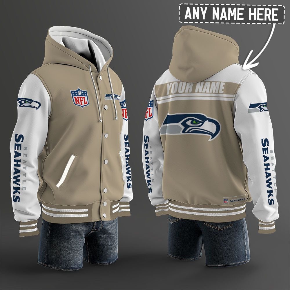 Seattle Seahawks Hooded Letterman Jacket Custom Name Brdct3da2905