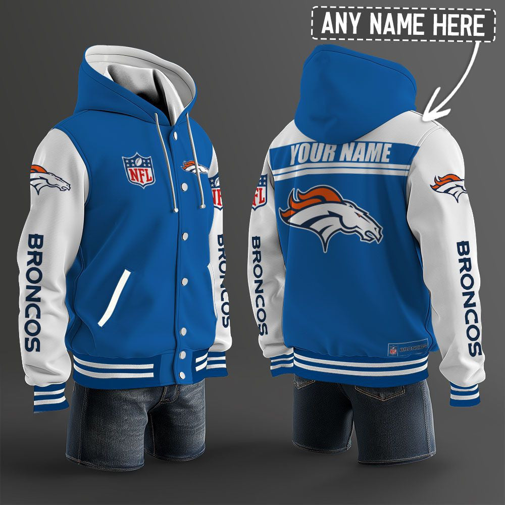 Denver Broncos Hooded Letterman Jacket Custom Name Brdct3da1005