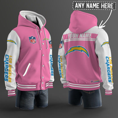 Los Angeles Chargers Hooded Letterman Jacket Custom Name Brdct3da1705