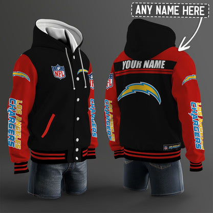 Los Angeles Chargers Hooded Letterman Jacket Custom Name Brdct3da1705