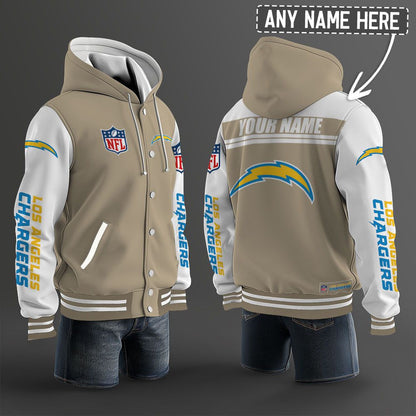 Los Angeles Chargers Hooded Letterman Jacket Custom Name Brdct3da1705
