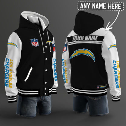 Los Angeles Chargers Hooded Letterman Jacket Custom Name Brdct3da1705