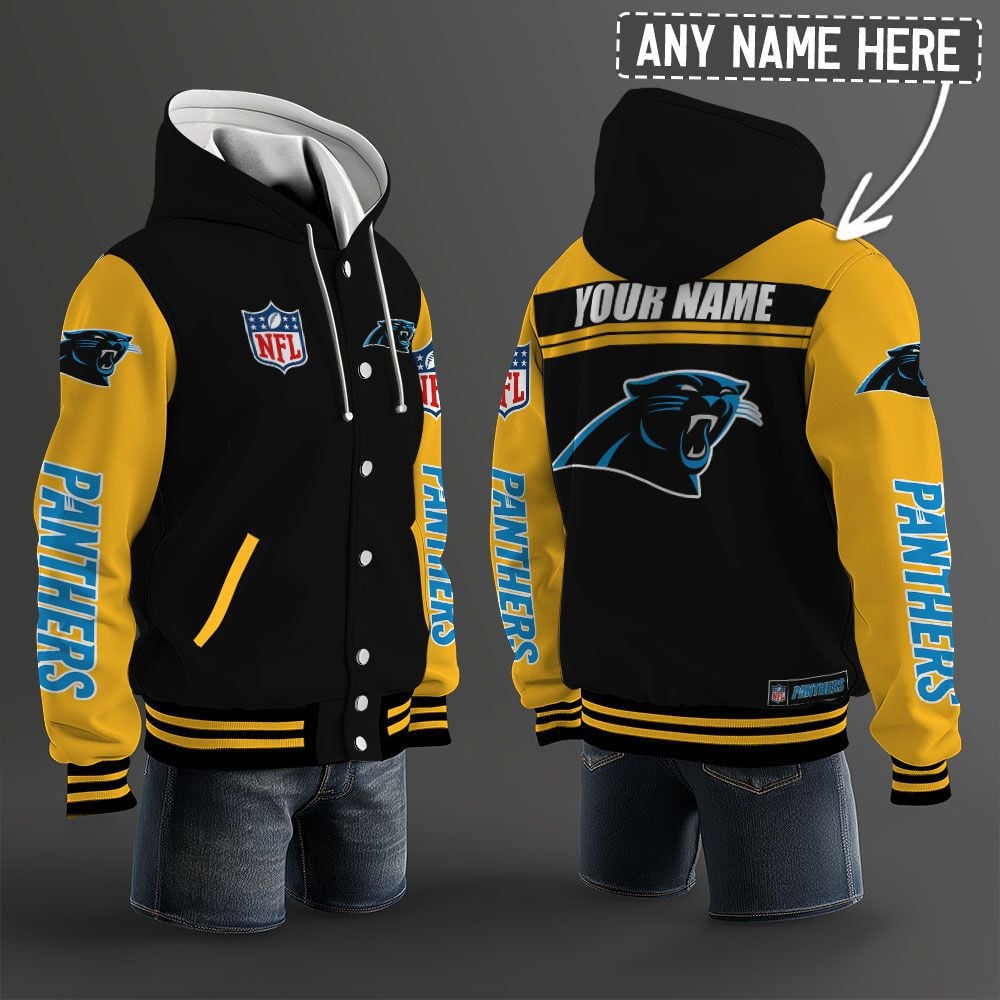 Carolina Panthers Hooded Letterman Jacket Custom Name Brdct3da0505