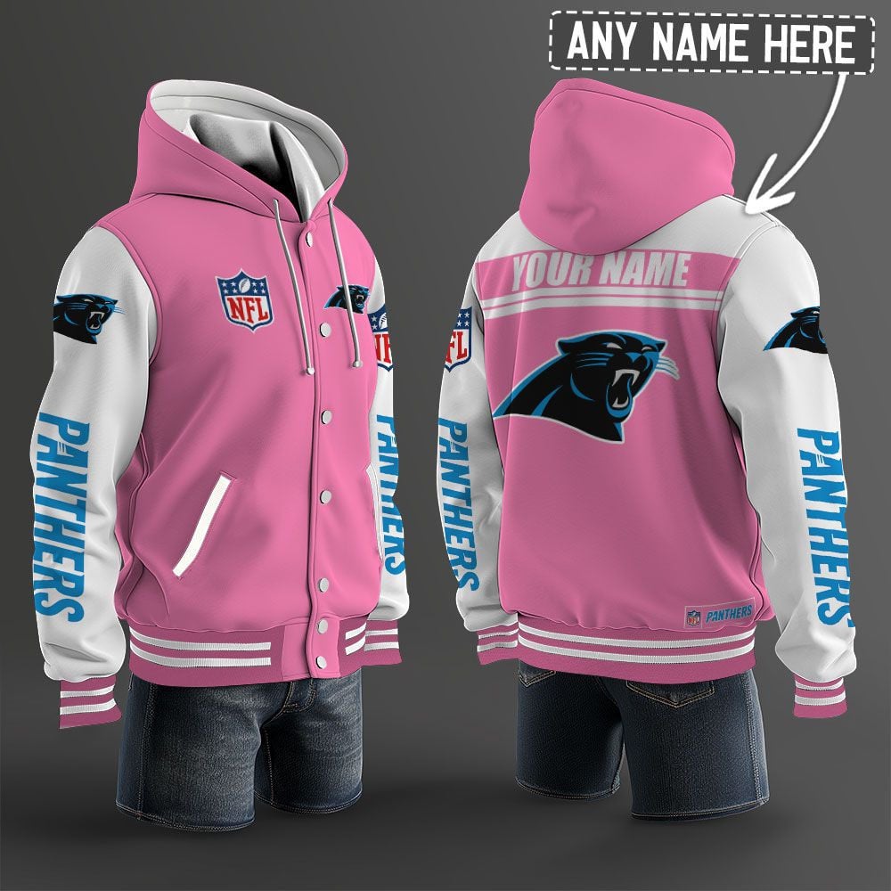 Carolina Panthers Hooded Letterman Jacket Custom Name Brdct3da0505