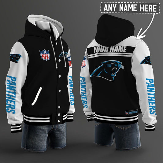 Carolina Panthers Hooded Letterman Jacket Custom Name Brdct3da0505