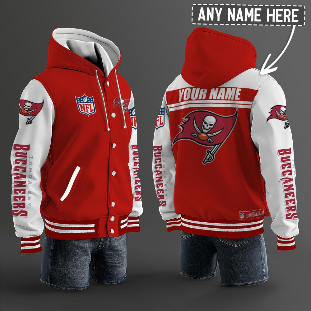 Tampa Bay Buccaneers Hooded Letterman Jacket Custom Name Brdct3da3005