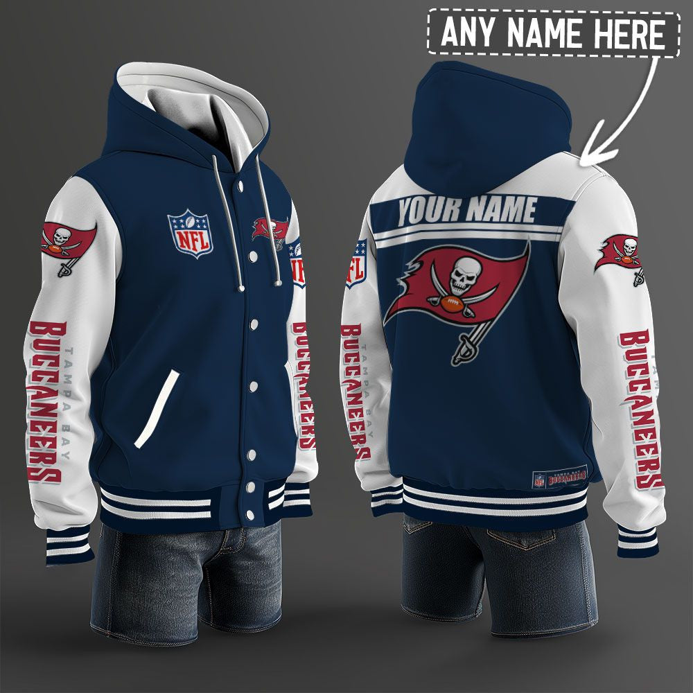 Tampa Bay Buccaneers Hooded Letterman Jacket Custom Name Brdct3da3005