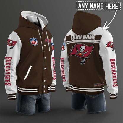 Tampa Bay Buccaneers Hooded Letterman Jacket Custom Name Brdct3da3005
