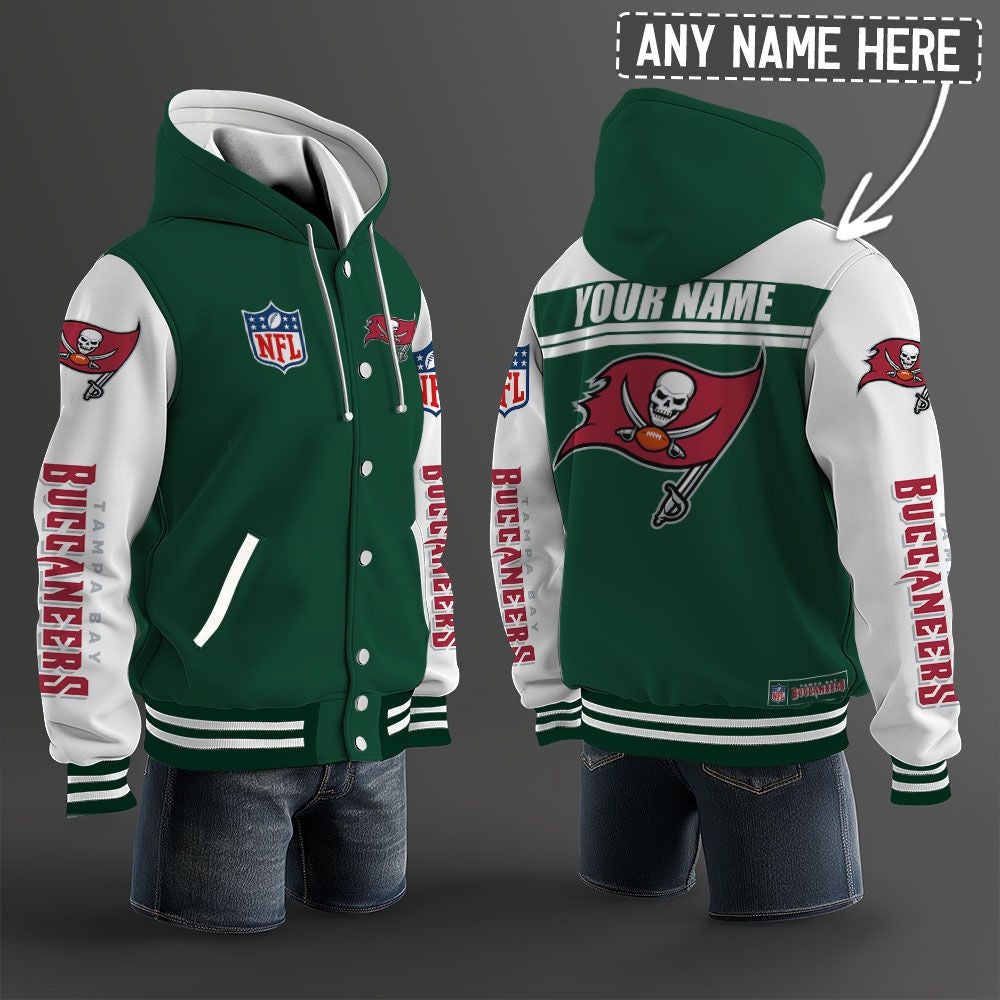 Tampa Bay Buccaneers Hooded Letterman Jacket Custom Name Brdct3da3005
