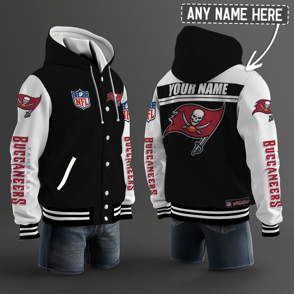 Tampa Bay Buccaneers Hooded Letterman Jacket Custom Name Brdct3da3005