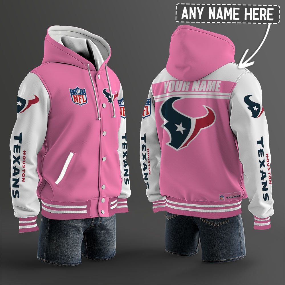 Houston Texans Hooded Letterman Jacket Custom Name Brdct3da1305