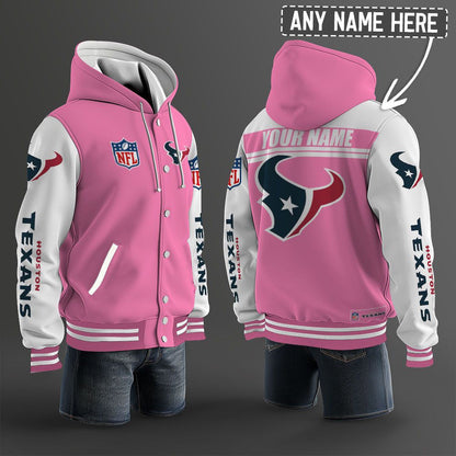 Houston Texans Hooded Letterman Jacket Custom Name Brdct3da1305