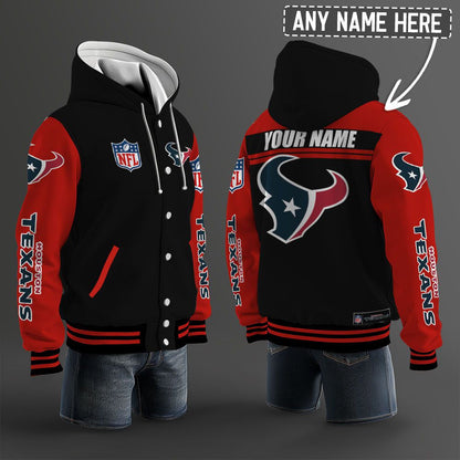 Houston Texans Hooded Letterman Jacket Custom Name Brdct3da1305