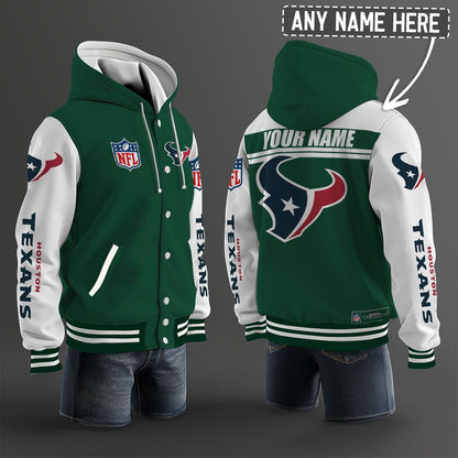 Houston Texans Hooded Letterman Jacket Custom Name Brdct3da1305