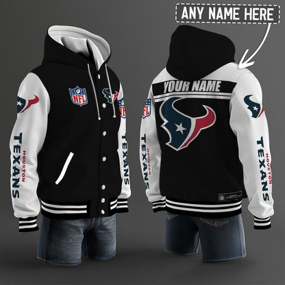 Houston Texans Hooded Letterman Jacket Custom Name Brdct3da1305
