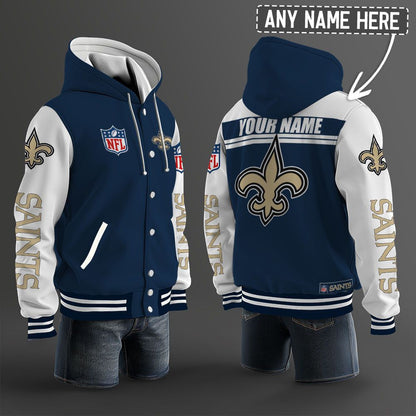 New Orleans Saints Hooded Letterman Jacket Custom Name Brdct3da2205