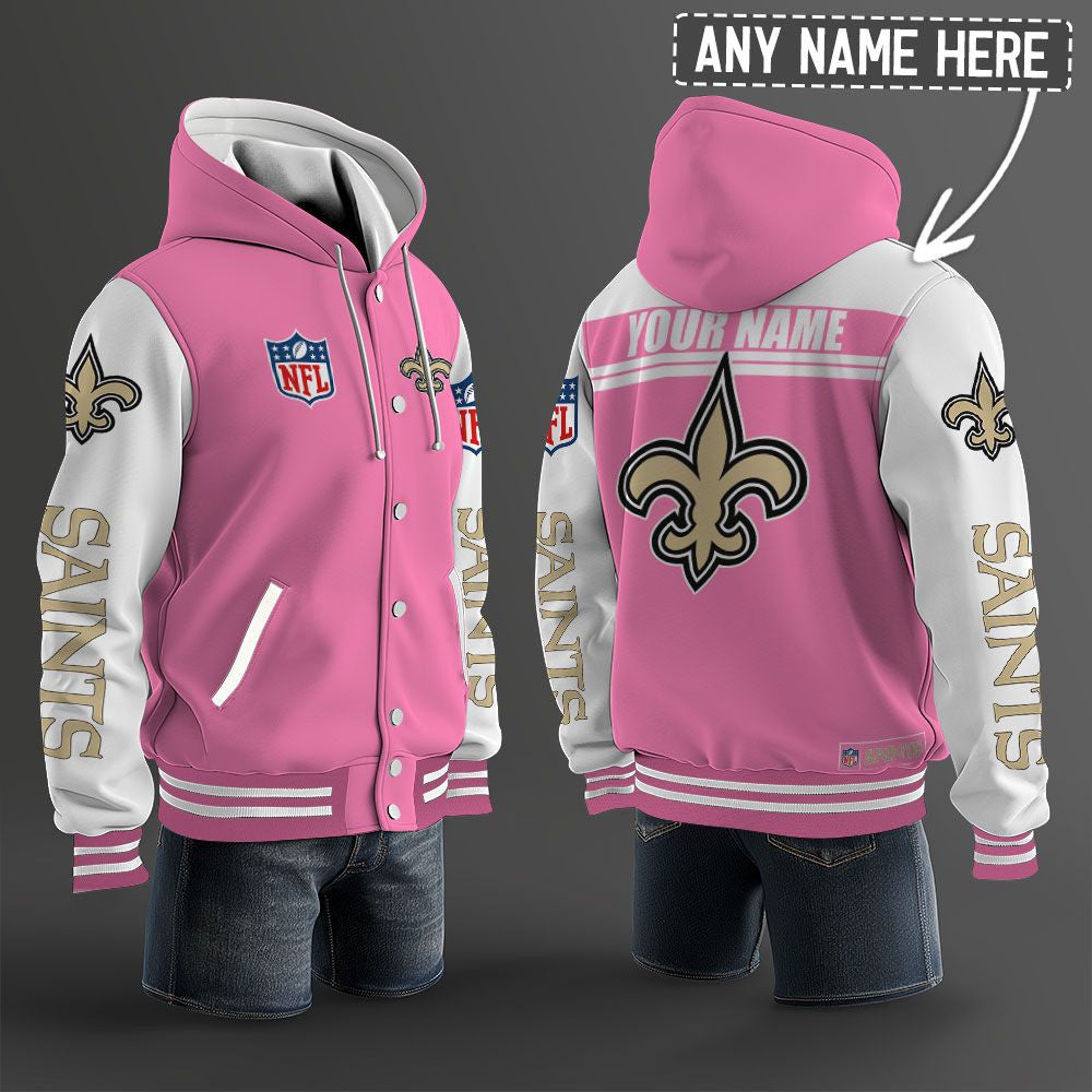 New Orleans Saints Hooded Letterman Jacket Custom Name Brdct3da2205