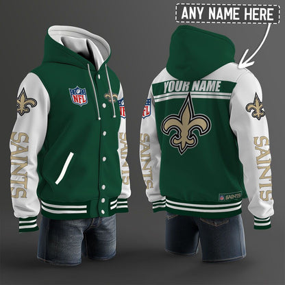 New Orleans Saints Hooded Letterman Jacket Custom Name Brdct3da2205