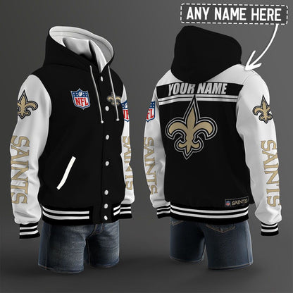 New Orleans Saints Hooded Letterman Jacket Custom Name Brdct3da2205