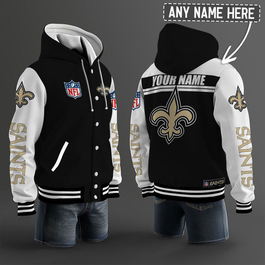 New Orleans Saints Hooded Letterman Jacket Custom Name Brdct3da2205