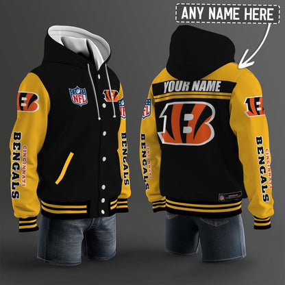 Cincinnati Bengals Hooded Letterman Jacket Custom Name Brdct3da0705