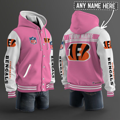 Cincinnati Bengals Hooded Letterman Jacket Custom Name Brdct3da0705