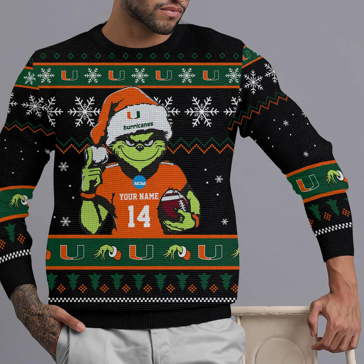 Miami Hurricanes Custom Chrismas Ugly Sweater