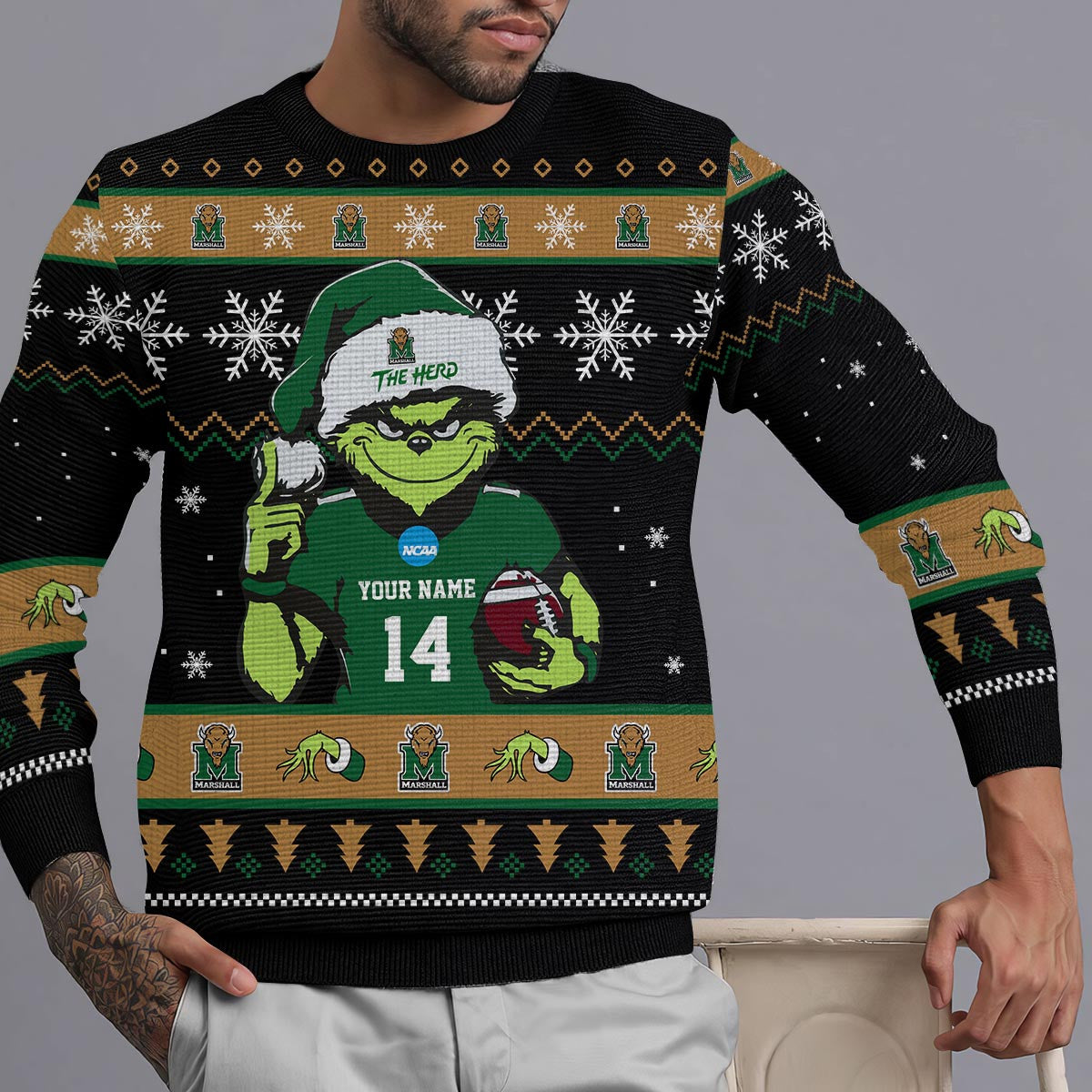Marshall Thundering Herd Custom Chrismas Ugly Sweater