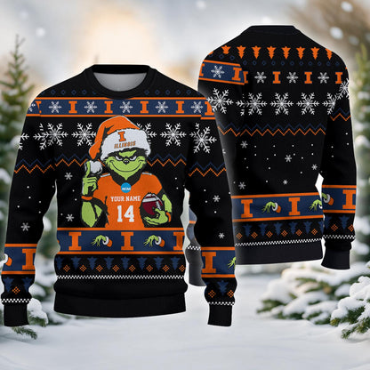 Illinois Fighting Illini Custom Chrismas Ugly Sweater